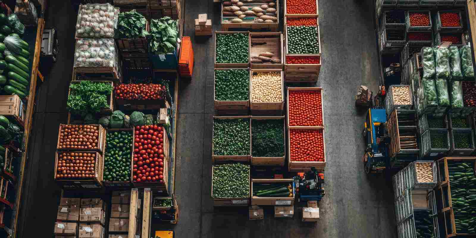 Top-down view of a regional food distribution center