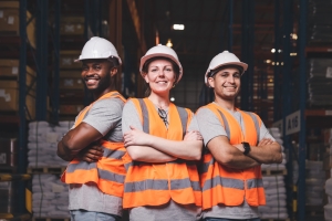 Group of Warehouse Workers in Safety Hat