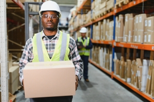 Traveling Warehouse Order Picker Containing A Box