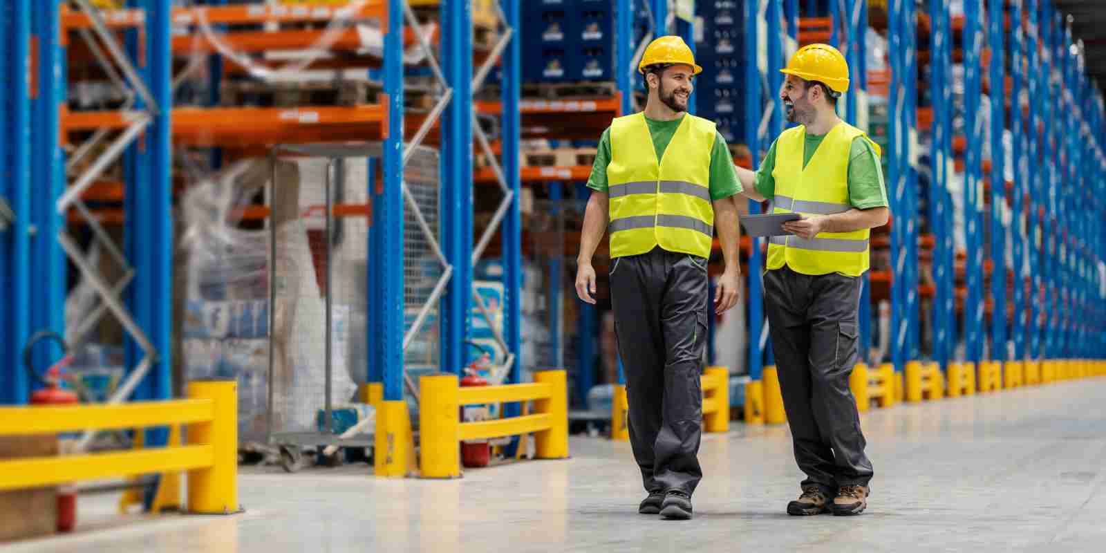 Warehouse Order Selector and Material Handler Walking Together