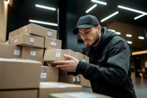 Delivery Man Picking an Order from Warehouse