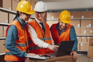 Warehouse Manager Showing Track of Order Selectors Performance on Laptop